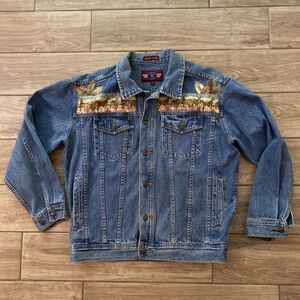 Vintage Rare Denim Gear Trucker Blue Jacket Outdoors Deer ￼Embroidered Medium
